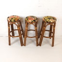 3x vintage Tiki rotan barkruk