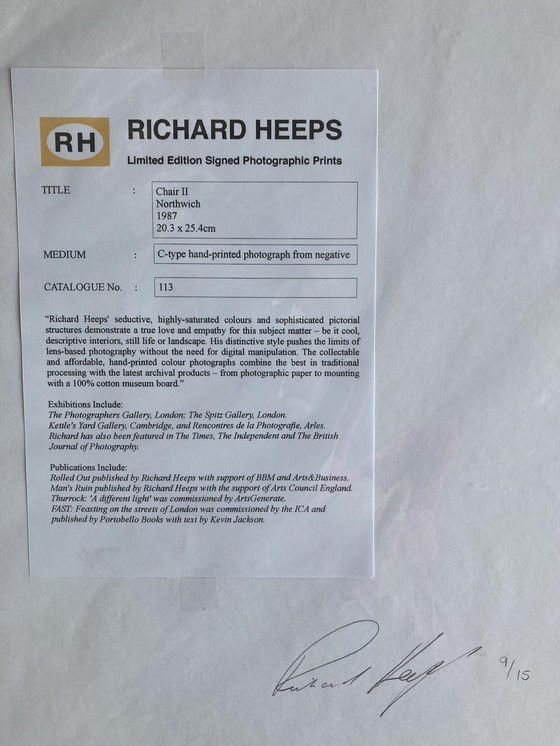 Image 1 of Chair II - Limited edition gesigneerde foto van Richard Heeps