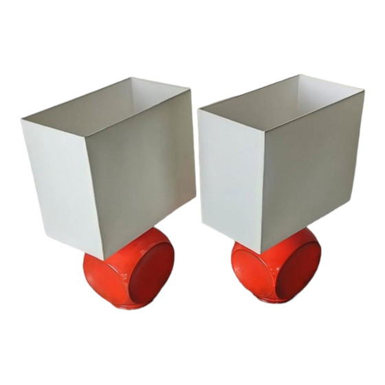 Image 1 of 2x vintage oranje keramische tafellampen