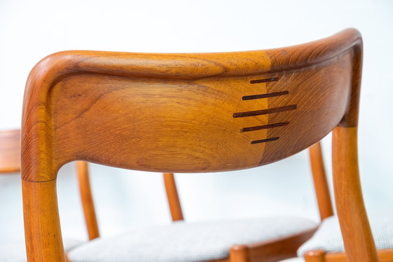 Image 1 of 6x Teak en wollen eetkamerstoelen van Johannes Andersen voor Uldum