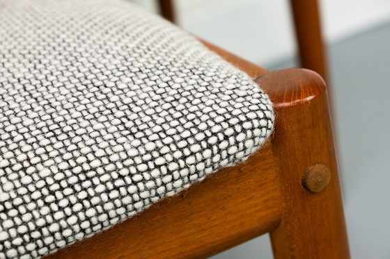 Image 1 of 6x Teak en wollen eetkamerstoelen van Johannes Andersen voor Uldum