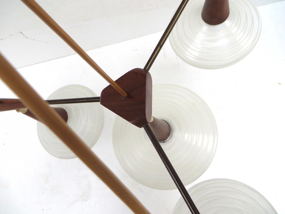 Image 1 of Zeldzame vintage hanglamp met vier lichtpunten