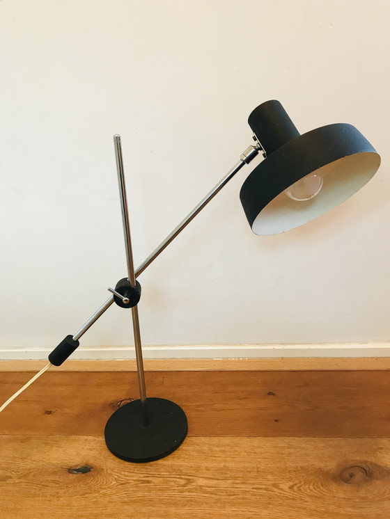 Image 1 of vintage hengellamp. Stalen bureau lamp