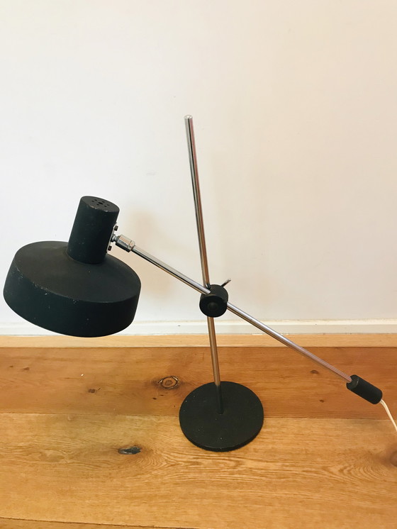 Image 1 of vintage hengellamp. Stalen bureau lamp