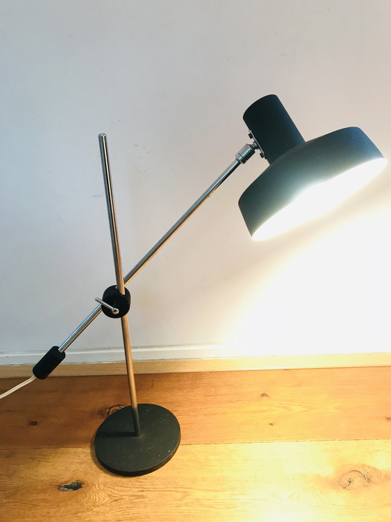 Image 1 of vintage hengellamp. Stalen bureau lamp