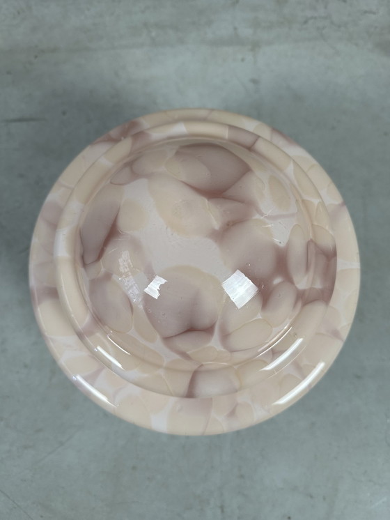 Image 1 of Art deco rosé gemarmerde opaline hanglamp