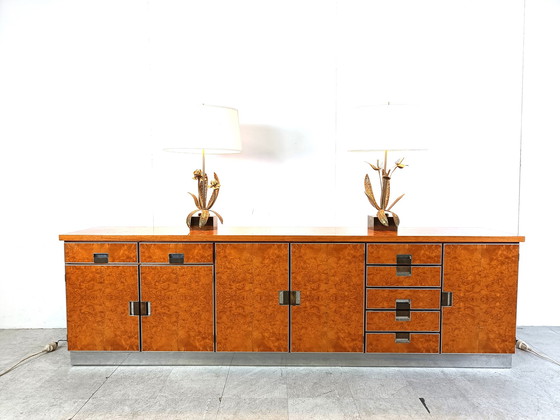 Image 1 of Vintage Italiaanse Burl Wood Credenza