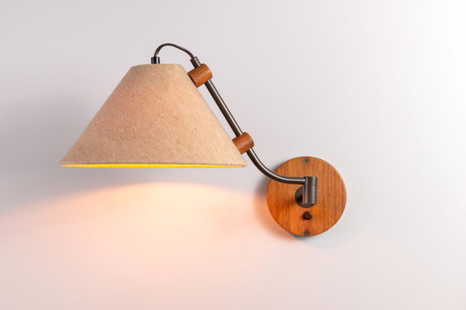 Vintage verstelbare wandlamp met stoffen kap