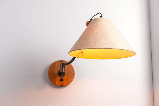 Image 1 of Vintage verstelbare wandlamp met stoffen kap