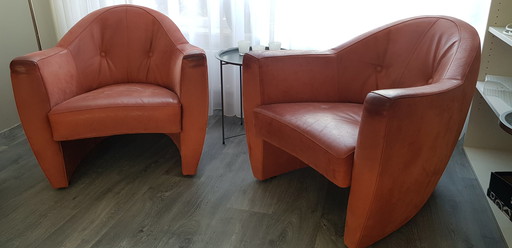 Leolux Fauteuil Carabas geschuurd leer prijs per stuk!