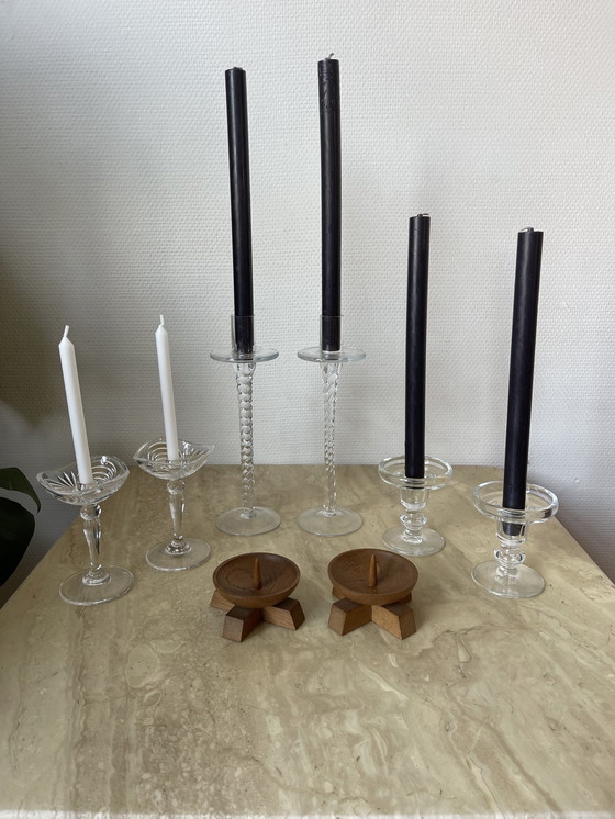 Image 1 of 8x Vintage kandelaars