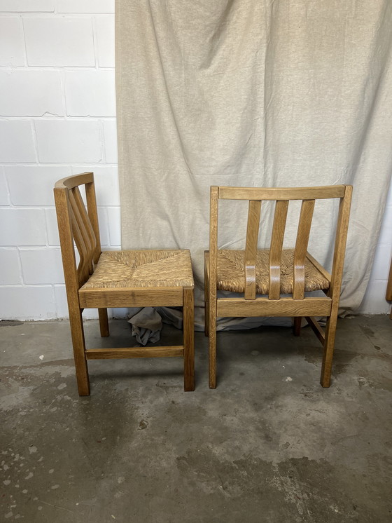 Image 1 of 6x vintage stoel met rieten zitting