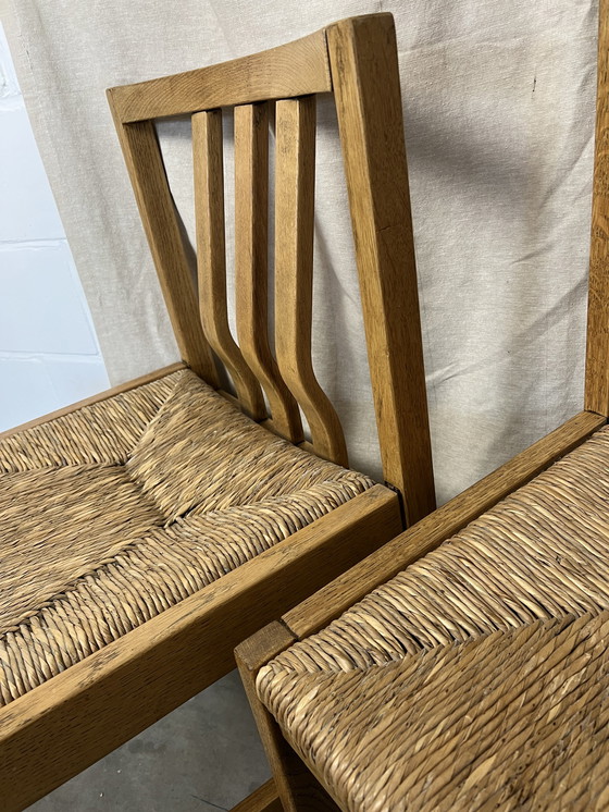 Image 1 of 6x vintage stoel met rieten zitting