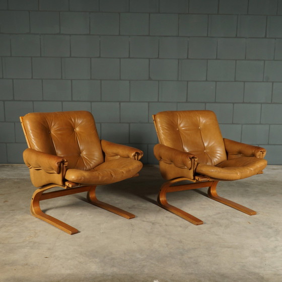 Image 1 of 2x Vintage Elsa & Nordahl Solheim Kengu fauteuils
