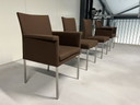 4 Bert plantagie Groove eetkamerstoelen bruin wolstof