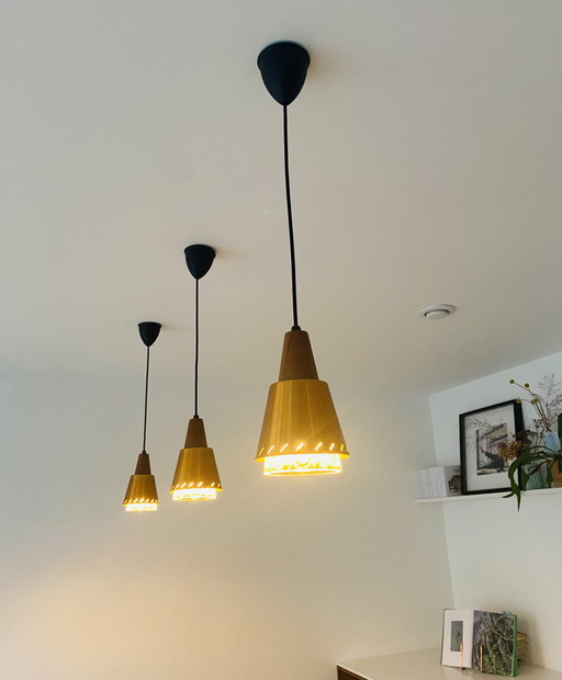 3x Vintage Deense hanglampje
