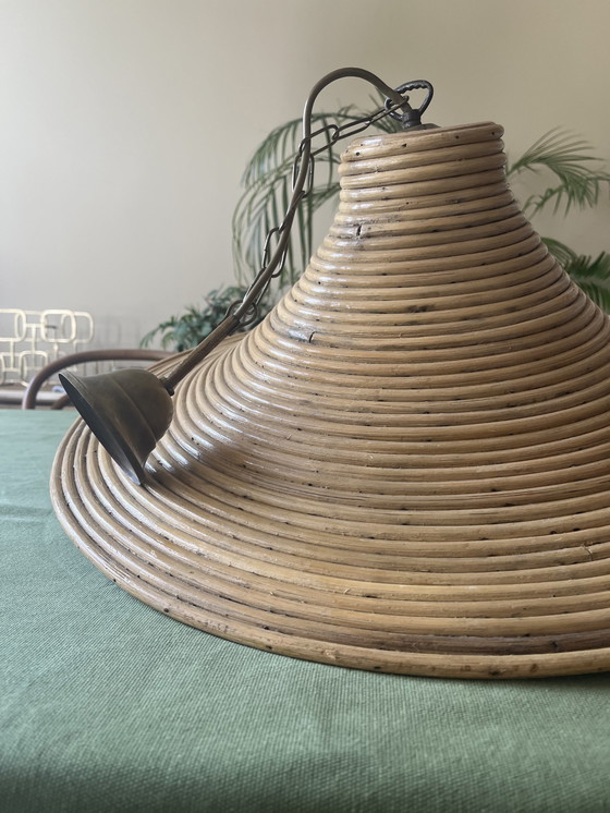 Image 1 of Vintage Potlood Riet Rotan Rieten Bamboe Hanglamp