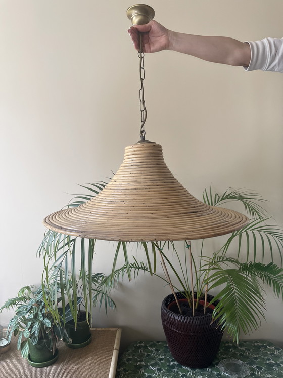 Image 1 of Vintage Potlood Riet Rotan Rieten Bamboe Hanglamp