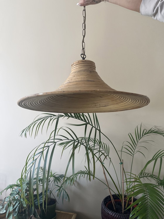 Image 1 of Vintage Potlood Riet Rotan Rieten Bamboe Hanglamp