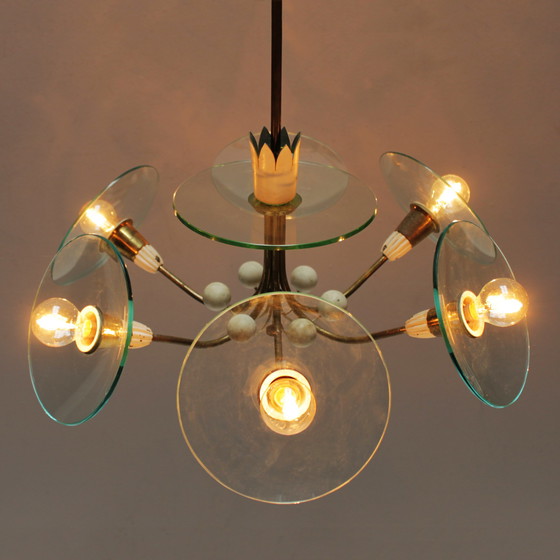 Image 1 of Vintage kroonluchter met zes lichtpunten