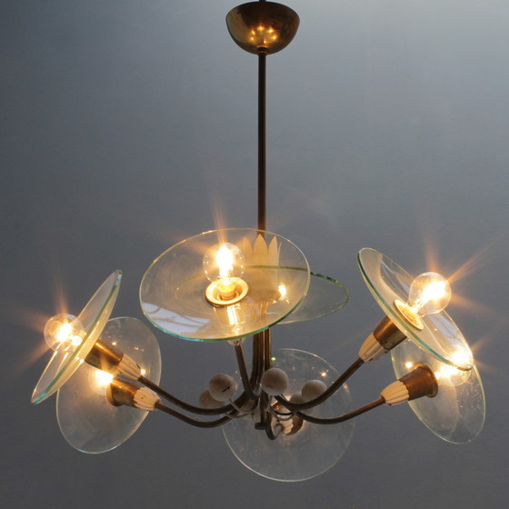 Image 1 of Vintage kroonluchter met zes lichtpunten