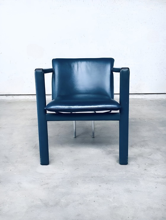 Image 1 of 4x Vintage Design Postmodern lederen eetkamerstoel