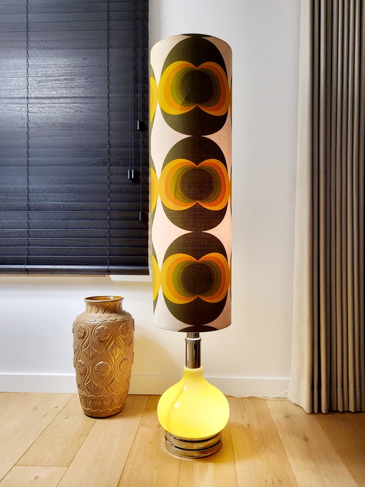 Retro XL vloerlamp met glazen voet jaren 60