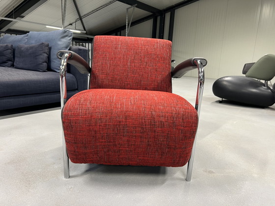 Image 1 of Leolux Scylla fauteuil rood bruin