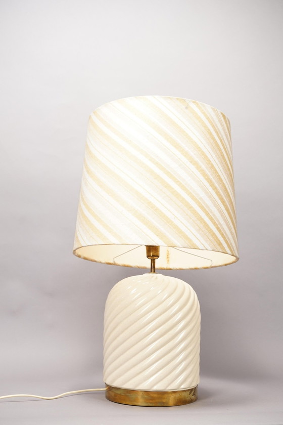 Image 1 of Vintage Messing en Keramiek Barbi lamp van Tommaso Barbi