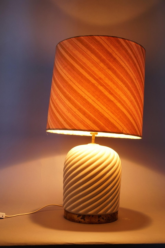 Image 1 of Vintage Messing en Keramiek Barbi lamp van Tommaso Barbi