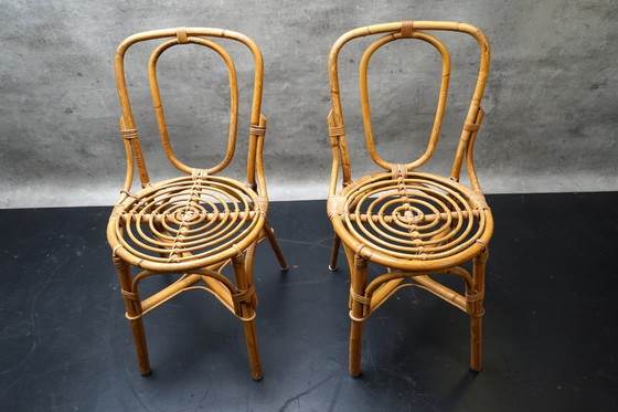 Image 1 of Italiaanse Bamboe stoelen, jaren 50, set van 2