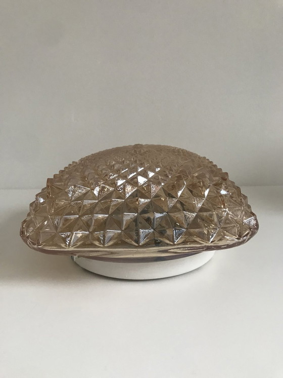 Image 1 of Vintage plafondlamp plafonnière zalmkleur