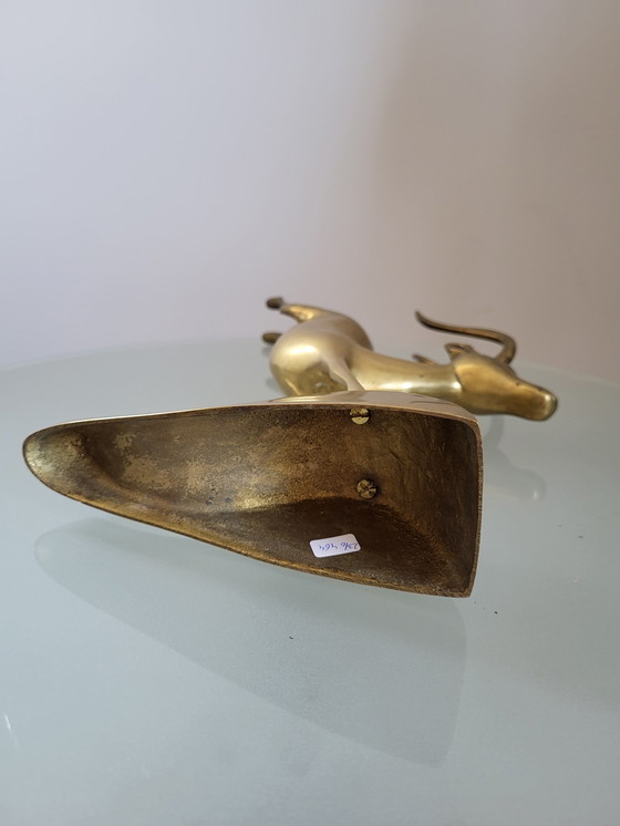 Image 1 of Vintage koperen/messing antiloop of gazelle , jaren 1970
