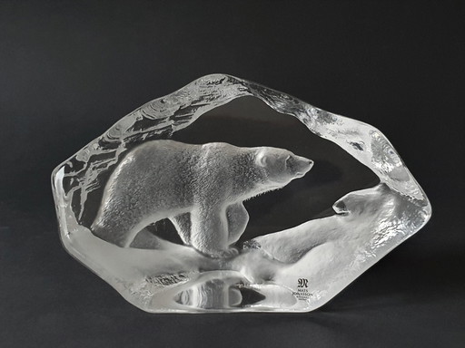 Mats Jonasson - Glassculptuur ijsbeer - Grootste maat