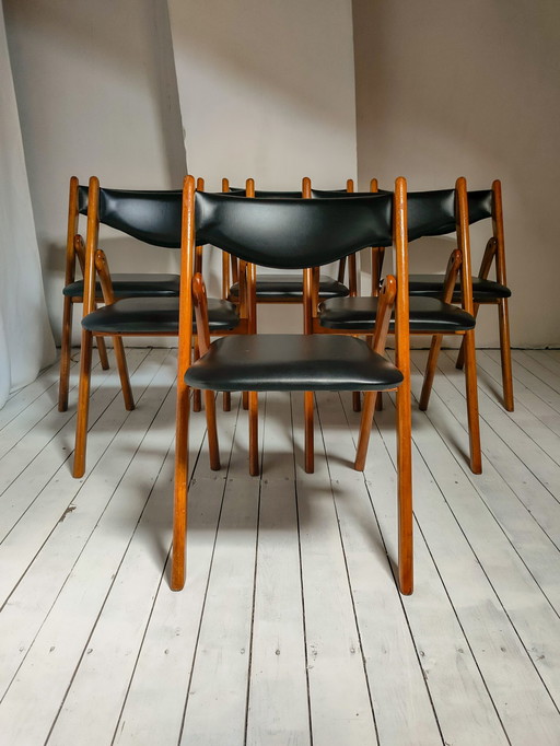 6x Mid Century Design Opklapbare "Compass" Stoelen, Klapstoelen