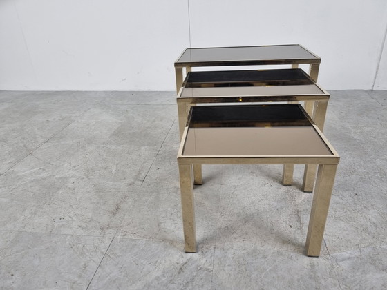 Image 1 of Vintage messing bijzettafels