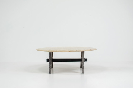 Image 1 of Brutalist travertin salontafel