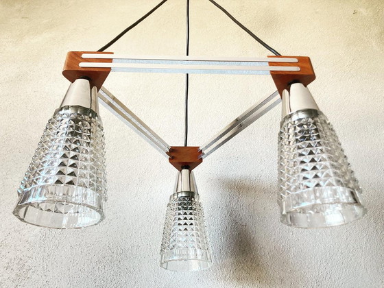 Image 1 of Vintage chrome/teak hanglamp