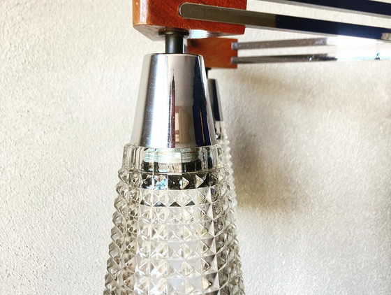 Image 1 of Vintage chrome/teak hanglamp