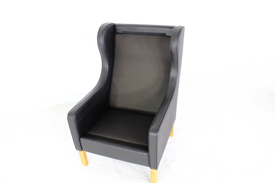 Image 1 of als nieuw! MOGENS HANSEN Deense Relax Lounge Chair / vleugelfauteuil met voetenbank, premium dik leer, nieuwprijs ca. 4300 euro