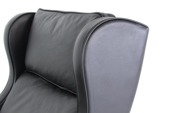 Image 1 of als nieuw! MOGENS HANSEN Deense Relax Lounge Chair / vleugelfauteuil met voetenbank, premium dik leer, nieuwprijs ca. 4300 euro