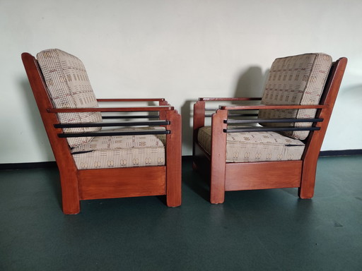 2x Art deco fauteuils