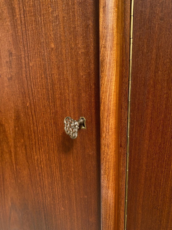 Image 1 of Mid Century donkerbruine TEAK kledingkast _ close closet