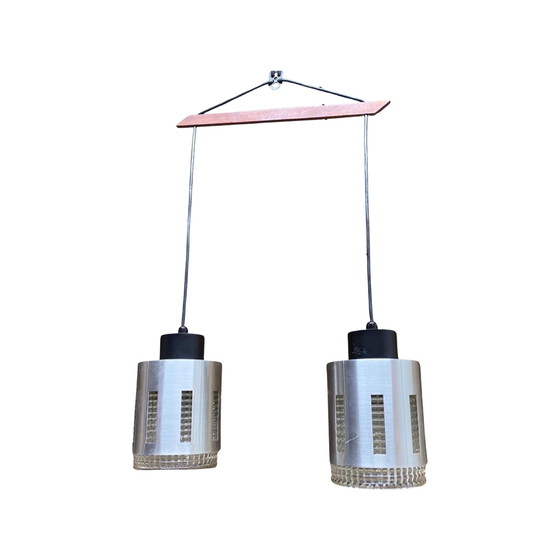 Image 1 of Vintage glas/teak lamp