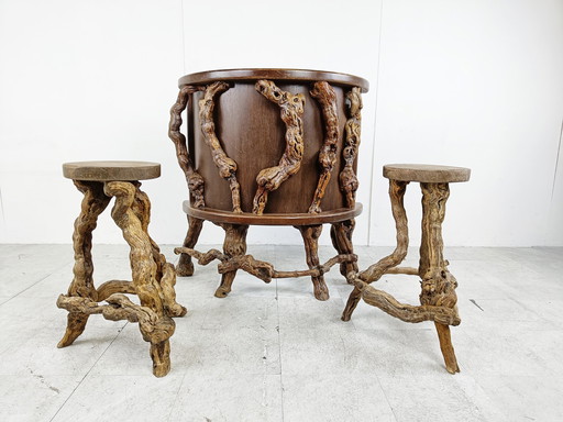 Vintage vurenhouten takbar, jaren 50