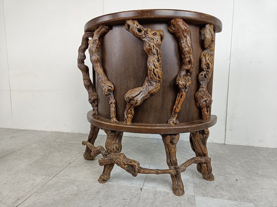 Image 1 of Vintage vurenhouten takbar, jaren 50