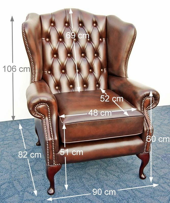 Image 1 of 2x Chesterfield Oorfauteuil