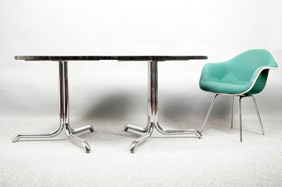 Image 1 of Vintage Italiaanse eettafel met Star Galaxy marmeren blad