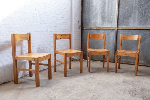 4x Skandinavisch Mid Century Design stoelen in grenenhout, jaren 60