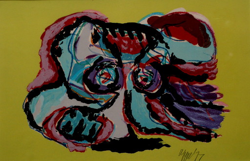 Karel Appel - Kleuren zeefdruk: Oiseau Hurlant - 1977